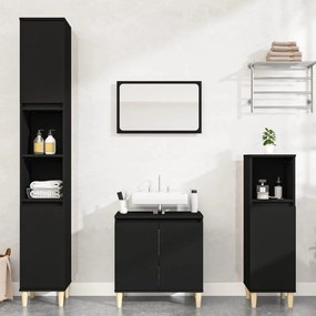 Set mobili da bagno 3 pz nero in legno multistrato