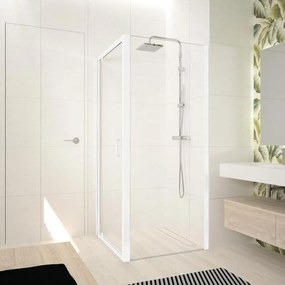 Lato fisso per box doccia OCEAN L 84 x H 195cm, Sp. 4 mm vetro vetro senza finitura / trasparente profilo in alluminio bianco laccato