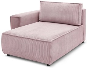 Modulo divano in velluto a coste rosa chiaro, angolo sinistro Nihad modular - Bobochic Paris