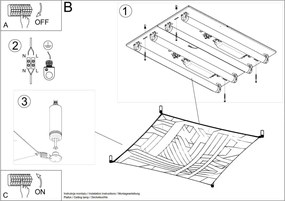 Lampada da Soffitto in Tessuto 4xG13 85W LUNA 2 Bianca