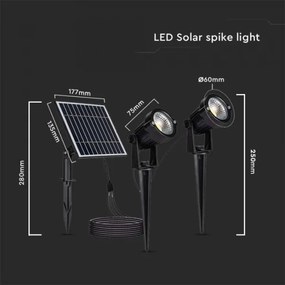 SET 2x Lampada solare LED da esterno 2xLED/1,2W/3,7V IP65 3000K 4000 mAh