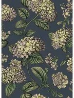 Cole & Son Carta da parati Ramo di Ortensia - Lime/ Purple on Ink