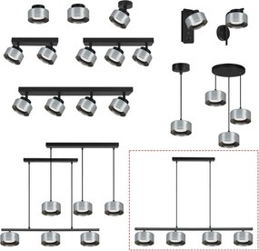 Brilagi - Lampadario sospeso su cavo AURA LUX 4xGX53/30W/230V nero/fumé