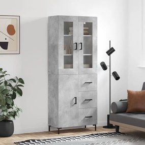 Credenza Grigio Cemento 69,5x34x180 Cm İn Legno Multistrato /