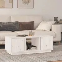 Tavolino da Salotto Bianco 110x50x40 cm Legno Massello di Pino cod mxl 26095