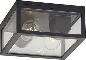 Plafoniera da esterno industriale nera con sensore di movimento e crepuscolare IP44 - Charlois