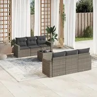 Set Divani da Giardino 7 pz con Cuscini Grigio in Polyrattan 3251047