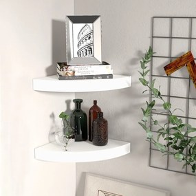 Scaffali Angolari A Parete 2 Pz Bianchi 25x25x3,8 Cm İn Mdf /