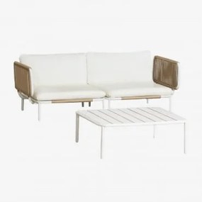 Divano Da Giardino Modulare In 2 Pezzi Con 2 Poltrone Angolari E Tavolino Roubly Beige A Mandorla - Sklum