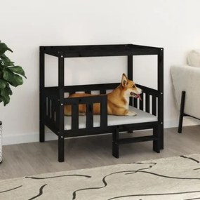 Cuccia per Cani Nera 95,5x73,5x90 cm in Legno Massello di Pino