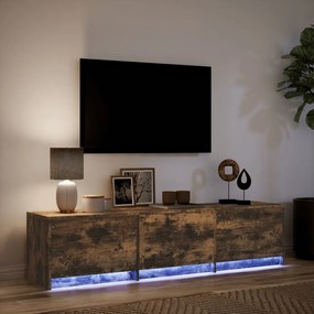 Mobile porta tv con led rovere fumo 165x34x40 cm in truciolato