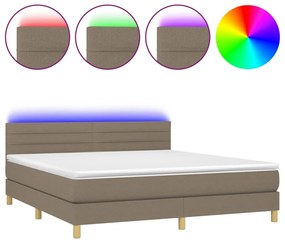 Letto a molle con materasso e led tortora 160x200 cm in tessuto