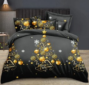 Lenzuola natalizie con motivo albero di Natale dorato Dimensioni: 160x200 + 2x 70x80