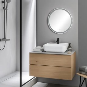 Brilagi-LED dimmerabile, specchio riscaldato con retroilluminazione, profilo in alluminio ALU PRO, LED 18W/230V, Ø 60 cm, IP44, finitura cromo satinato