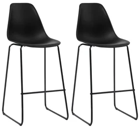 Sedie da bar 2 pz nere in plastica