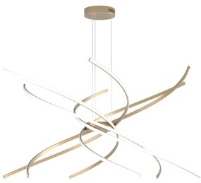 Sospensione Moderna Tornado Alluminio Oro Led 88W D.100Cm Luce Calda