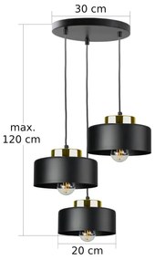 Lampadario a cavo IGNIA 3xE27/60W/230V nero