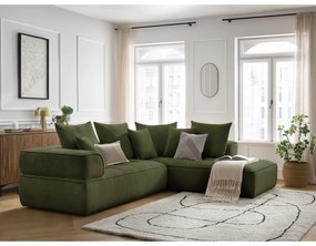 Divano angolare verde (penisola a destra/a L) con rivestimento in ciniglia Whesley – Bobochic Paris