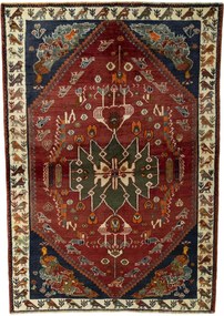 Shiraz Tappeto 130x190 Rosso (Iran) Annodato A Mano