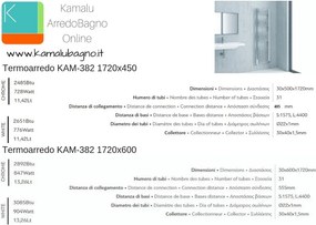 Radiatore bagno colore bianco 1720x450mm modello Kam-383C - KAMALU