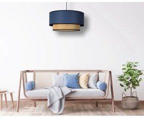 Duolla - Lampadario a sospensione con filo BOHO 1xE27/15W/230V diametro 45 cm blu/rattan