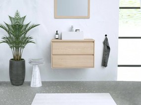 Mobile per bagno sospeso con lavabo da appoggio 80 cm Placcatura rovere - MILIPAM