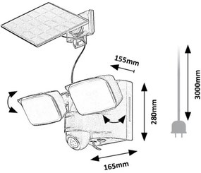 Rabalux 77091 - Lampada solare da parete LESZNO 2xLED/5W/3,7V IP54 nera