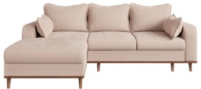 Divano angolare beige in velluto a coste (angolo sinistro) Beata - Ropez