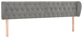 Testiera ad orecchio grigio chiaro 203x23x78/88 cm in velluto