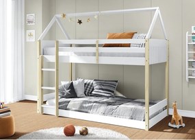 Letto da bambini a forma di casa/a castello bianco/di colore naturale 90x190 cm Valka – Marckeric