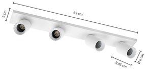 Faretto da soffitto Arcchio Brinja, lungo, bianco, a 4 luci