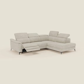 Arcos Divano angolare - piedini alti e poggiatesta reclinabili in microfibra impermeabile T11 panna