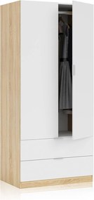 Armadio 2 ante e 2 cassetti bianco artik e rovere Canadian 81x52x180h
