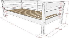 Letto da bambini di colore naturale in pino massiccio con rete inclusa 90x200 cm Margrit – Vipack
