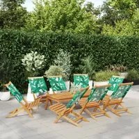 Sedie da Giardino Pieghevoli 8pz Verde Tessuto e Legno Massello 3214651