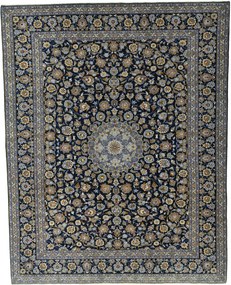 Kashan Tappeto 320x400 Blu (Iran) Annodato A Mano