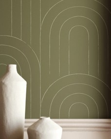 Kave Home - Carta da parati Arcadia con archi verde 10 x 0,53 m FSC MIX Credit