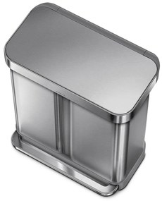 Bidone a pedale in acciaio inox per rifiuti differenziati 58 l Dual - simplehuman