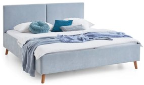 Letto matrimoniale imbottito azzurro con rete inclusa 160x200 cm Piano – Meise Möbel
