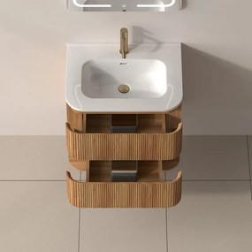 Mobile bagno 60 cannettato con lavabo incasso ceramica | KAM-NORTH-60C - KAMALU