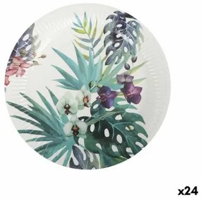 Set di piatti Algon Monouso Cartone Tropicale 3 Pezzi 28 cm (24 Unità)