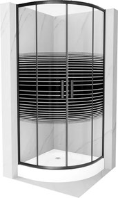 Mexen Rio cabina doccia semicircolare 70 x 70 cm, fasce nere, nera + piatto doccia, bianco - 863-070-070-70-20-4710