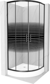 Mexen Rio cabina doccia semicircolare 70 x 70 cm, fasce nere, nera + piatto doccia, bianco - 863-070-070-70-20-4710