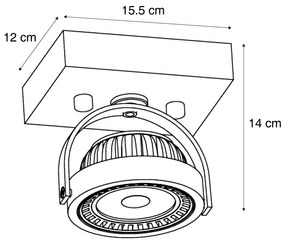 Faretto moderno da superficie nero con LED dimmerabile incluso - Apollo