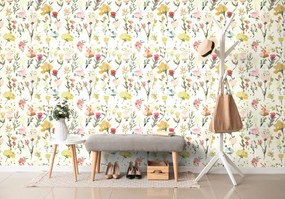 Carta da parati – Fiori gialli con tocco vintage