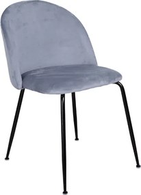 Sedia da pranzo in velluto Grigio Balena con gambe in metallo Nero - PARIS 2 sedie