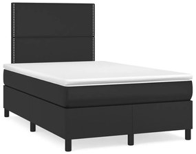 Letto a molle con materasso e led nero 120x190 cm in similpelle