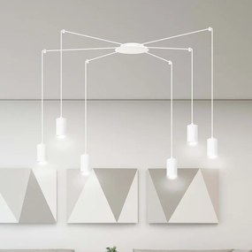 Lampadario a Sospensione in Acciaio TRAKER 6 BLACK e WHITE