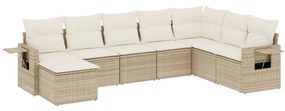 Set divano da giardino 8 pz con cuscini beige in polyrattan