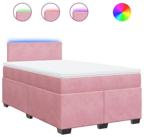 Giroletto a molle con materasso rosa 120x200 cm in velluto